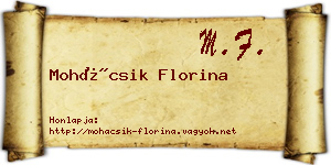 Mohácsik Florina névjegykártya